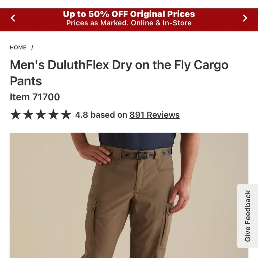 Duluth Trading Co Men's DuluthFlex Dry Cargo Pants - Brown